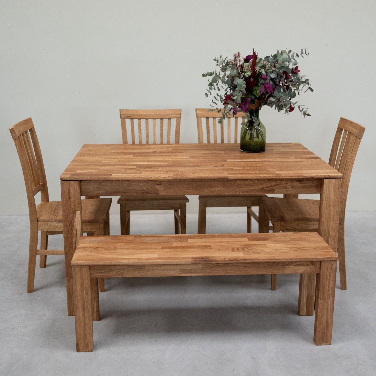 NordicStory Banco de madera maciza de roble "Mauritz 4"